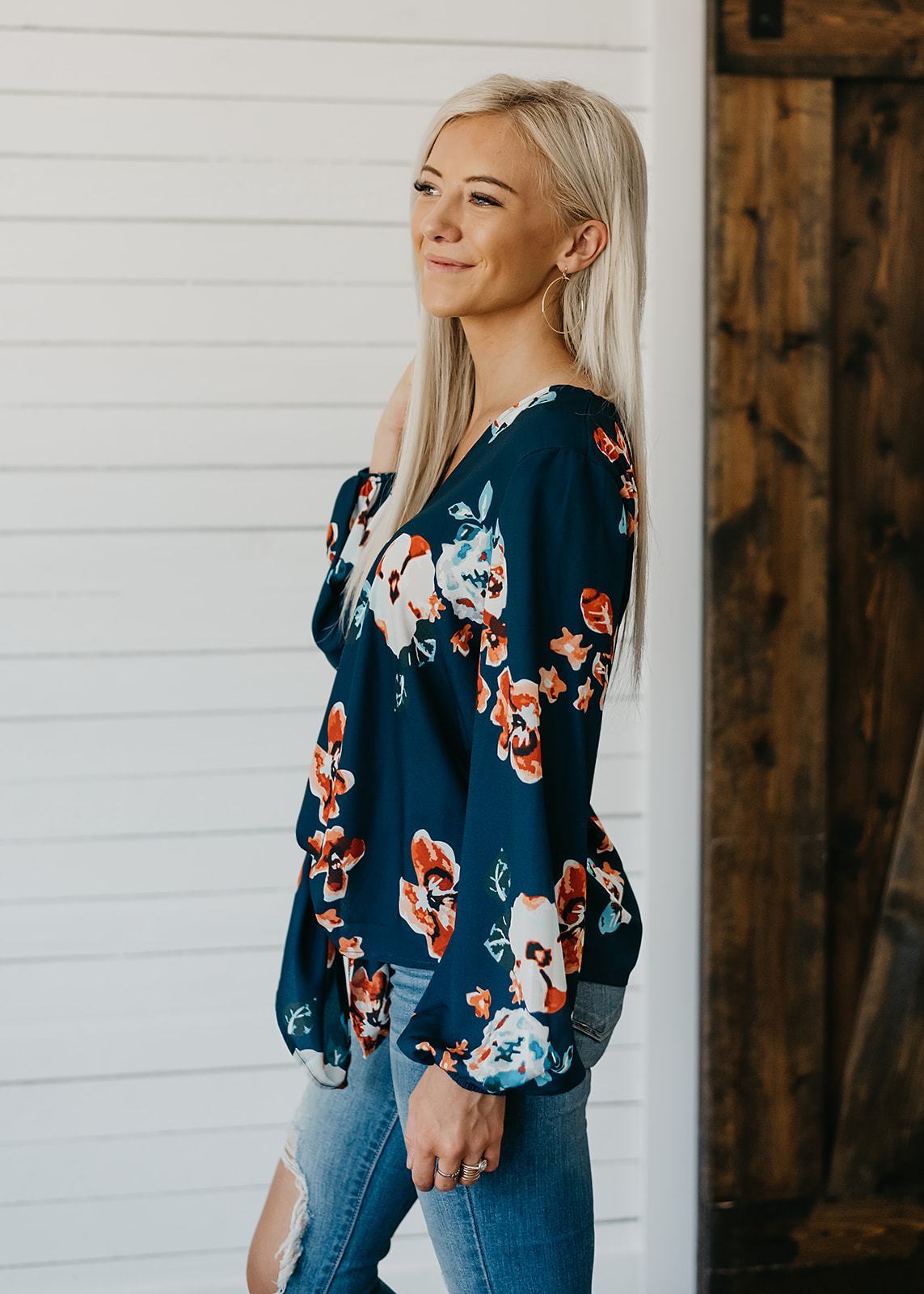 Dancing Flowers Tie Detail Top