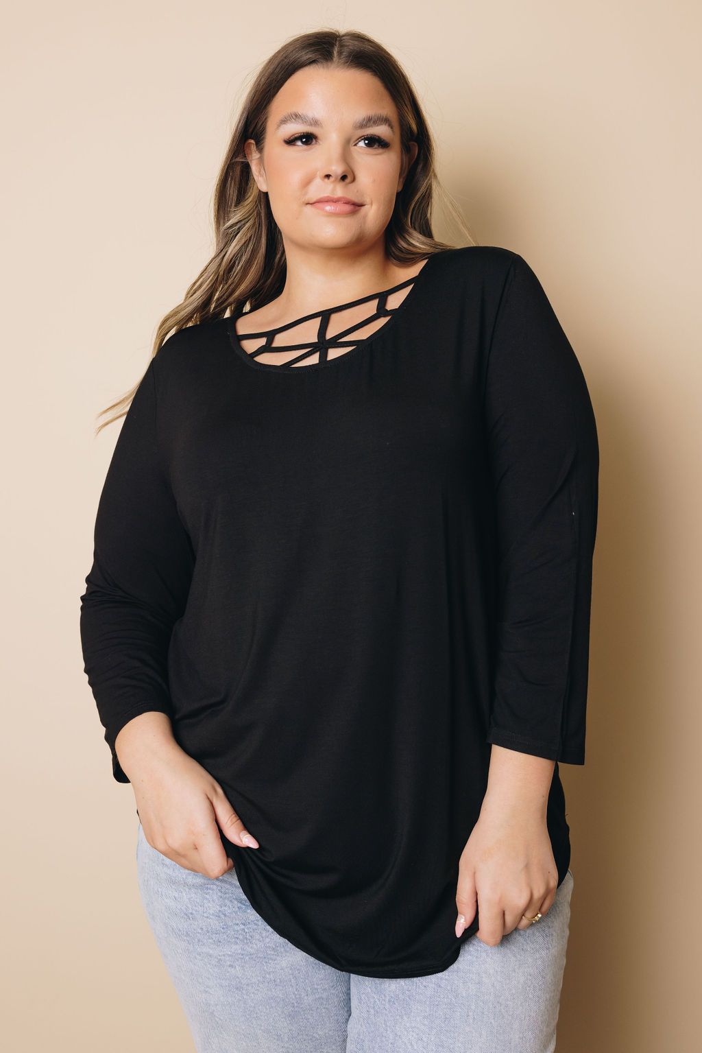 Plus Size - Laurel Criss Cross Long Sleeve