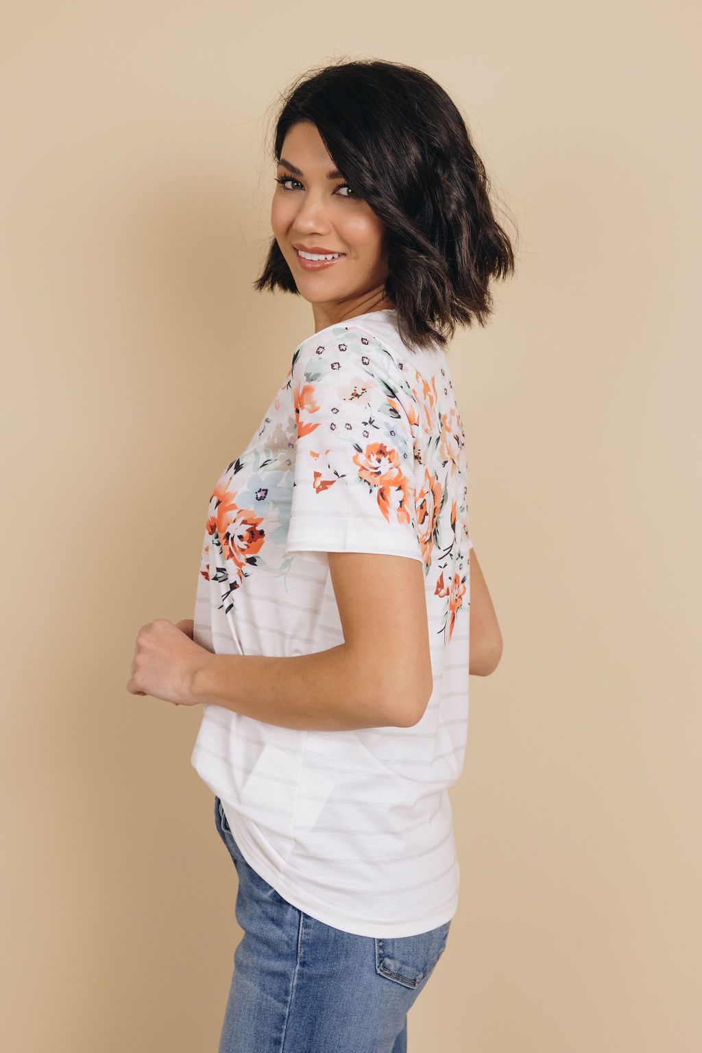 Kener Floral Stripe Tee