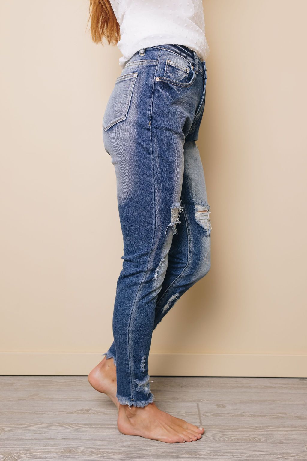 Cora High Rise Distressed Skinny Jeans