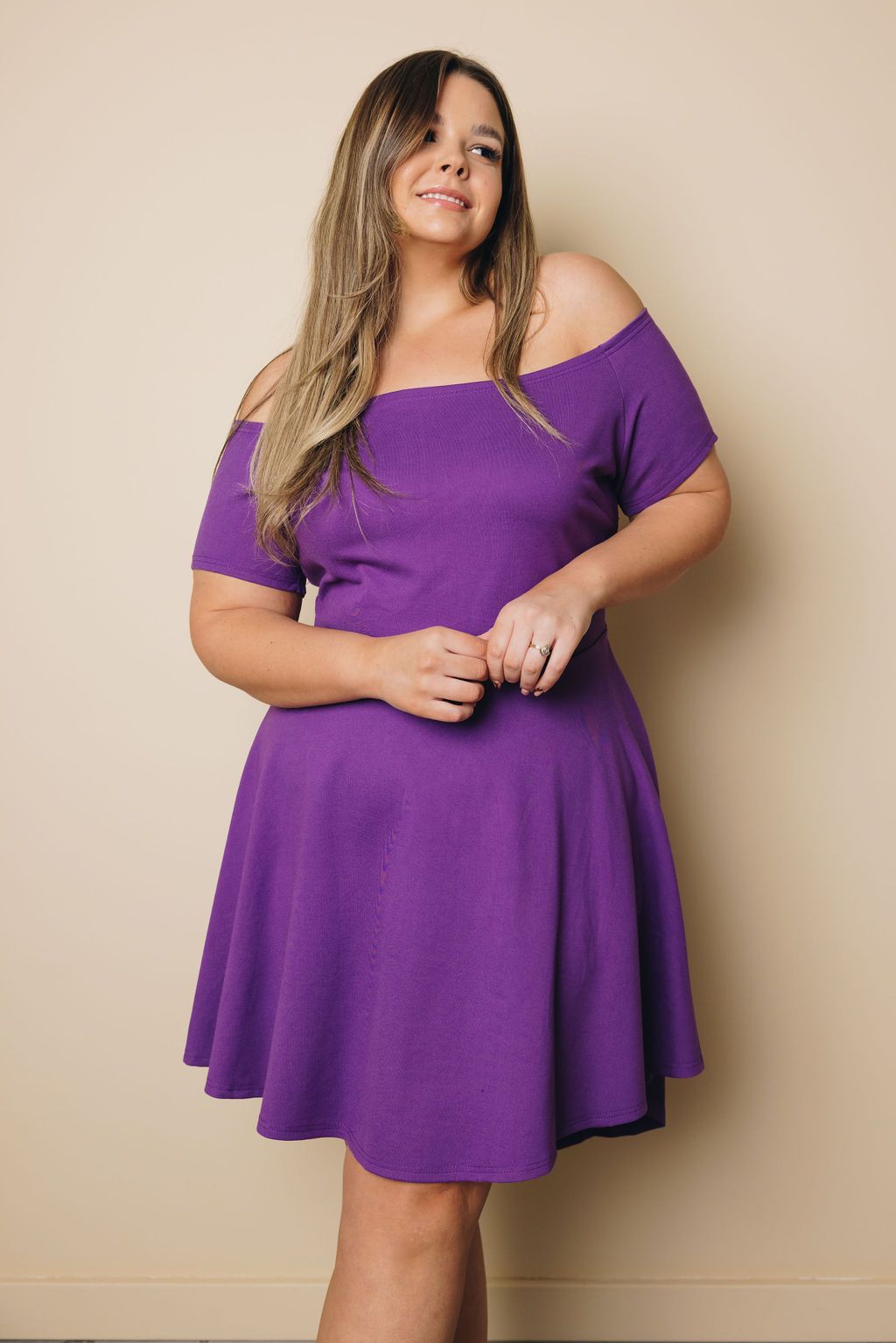 Plus Size - Amanda Off The Shoulder Mini Dress