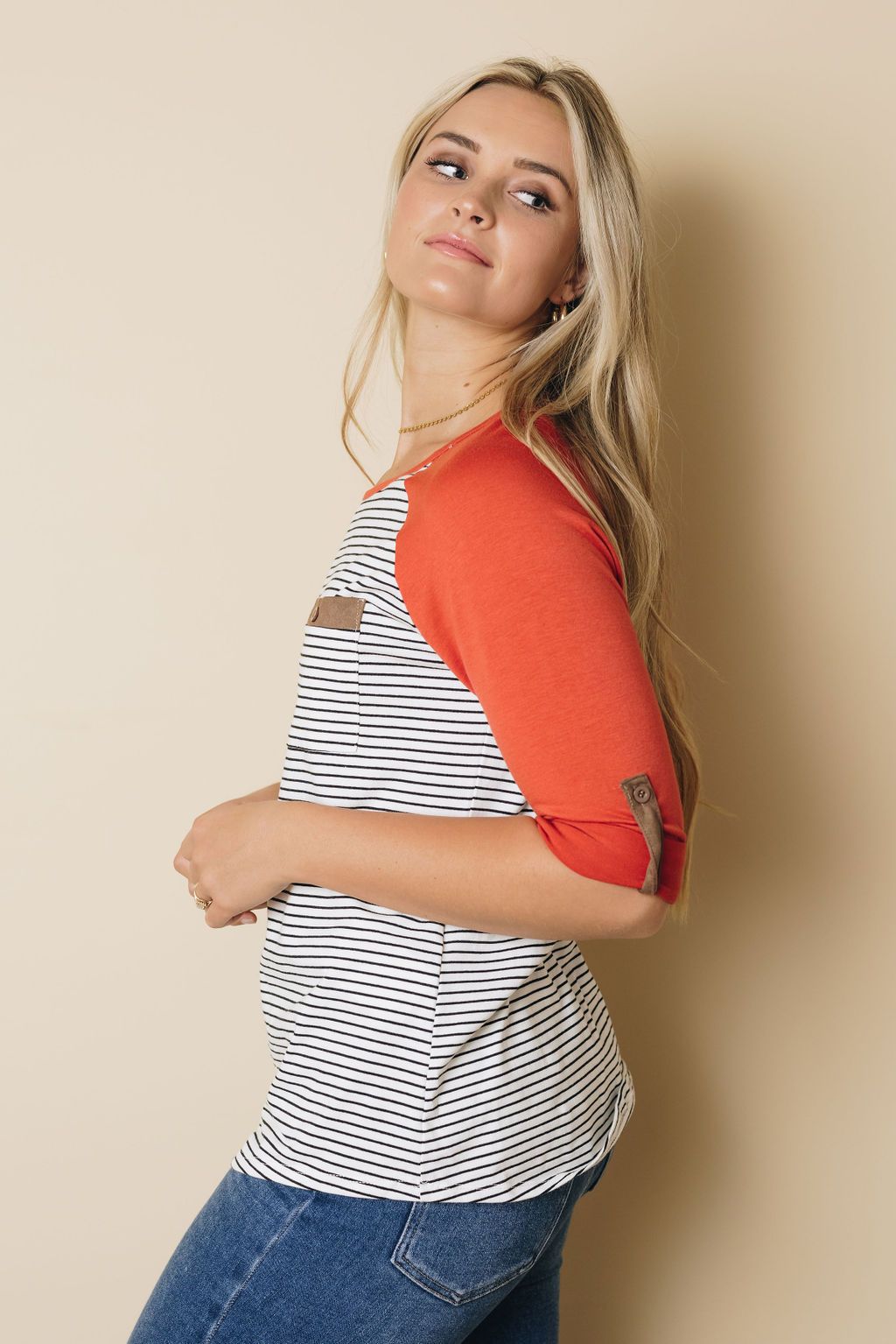 Cindy Striped Top with Pocket