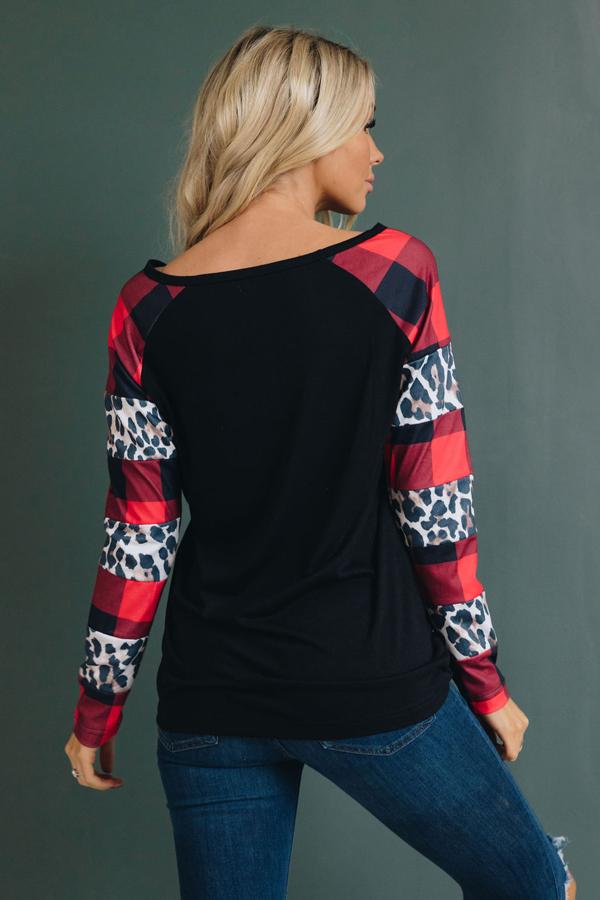 Noelle Leopard Plaid Sweatshirt