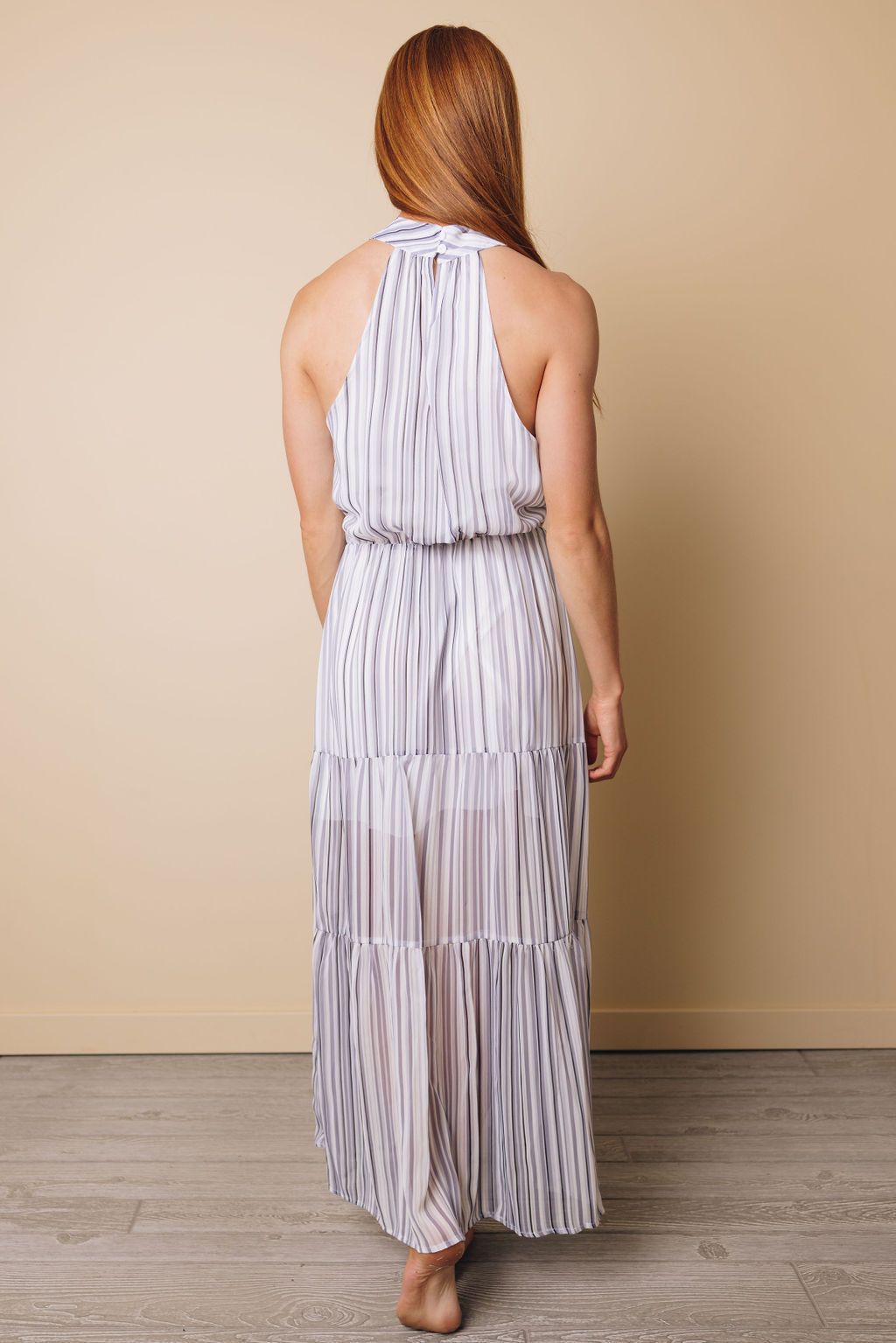 Swift Halter Striped Maxi Dress
