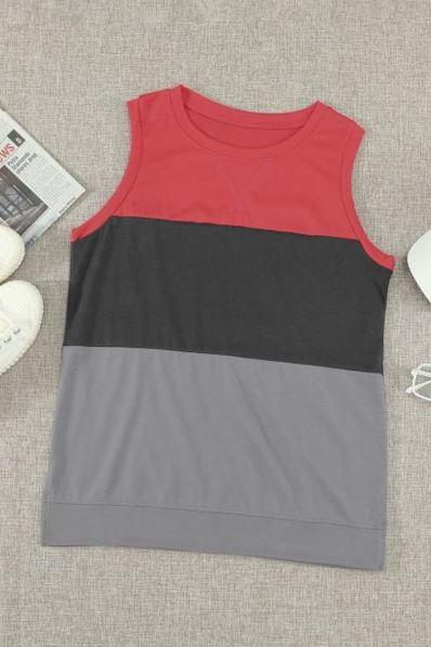 Color Block Crew Neck Tank Top