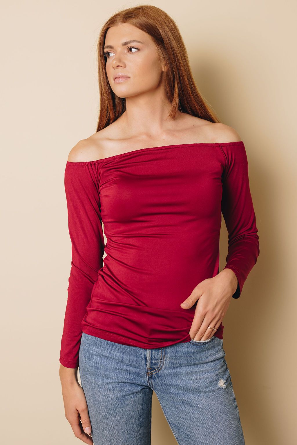 Depp Off Shoulder Long Sleeve Top