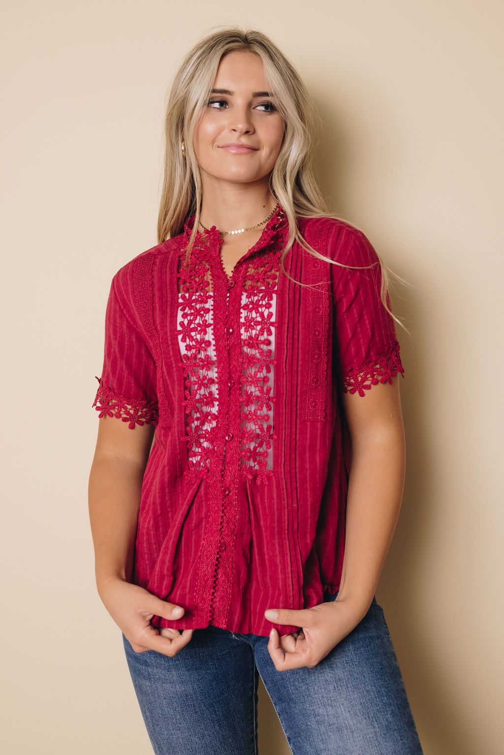 Higgins Lace Short Sleeve Top