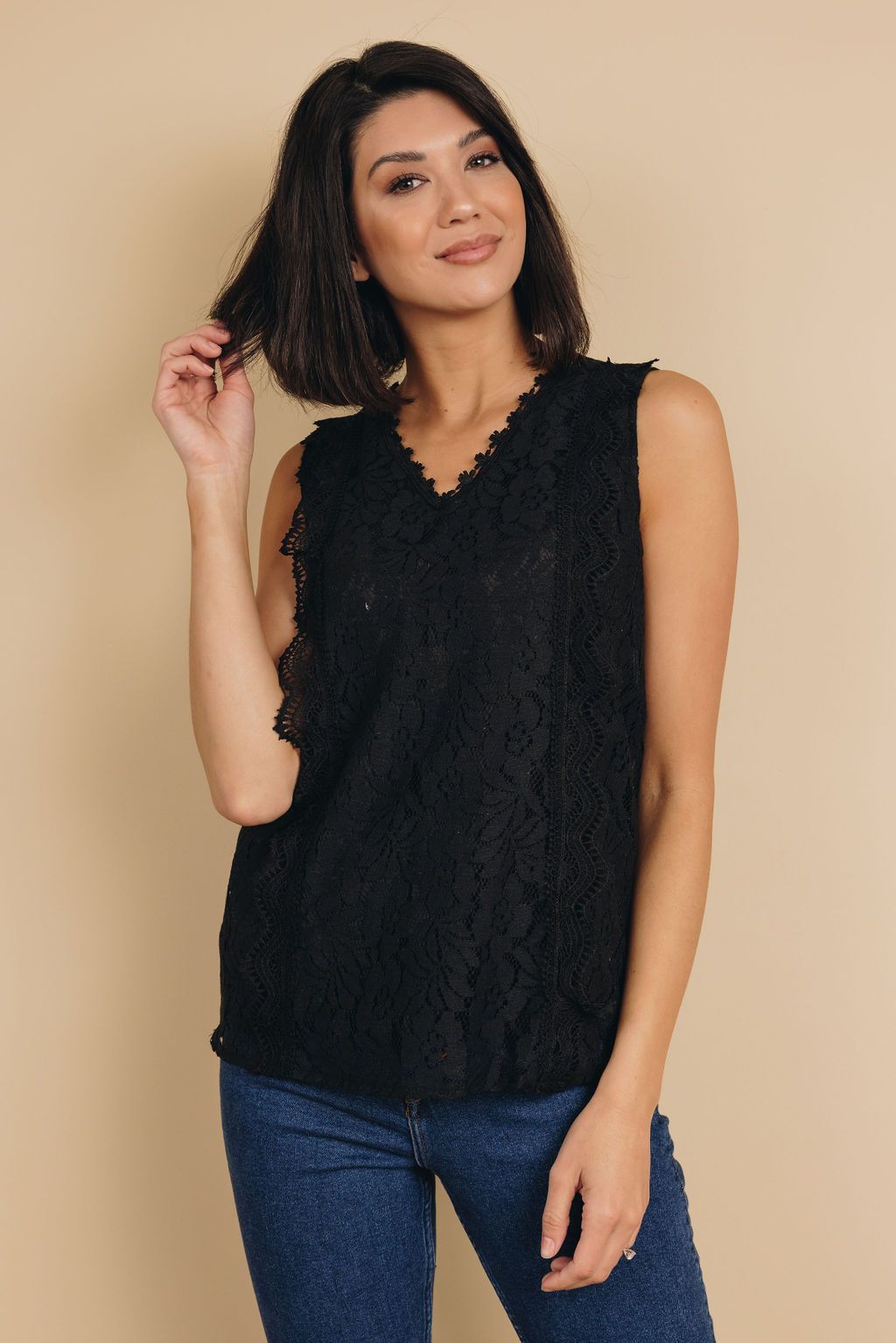 Magnolia Lace V Neck Tank