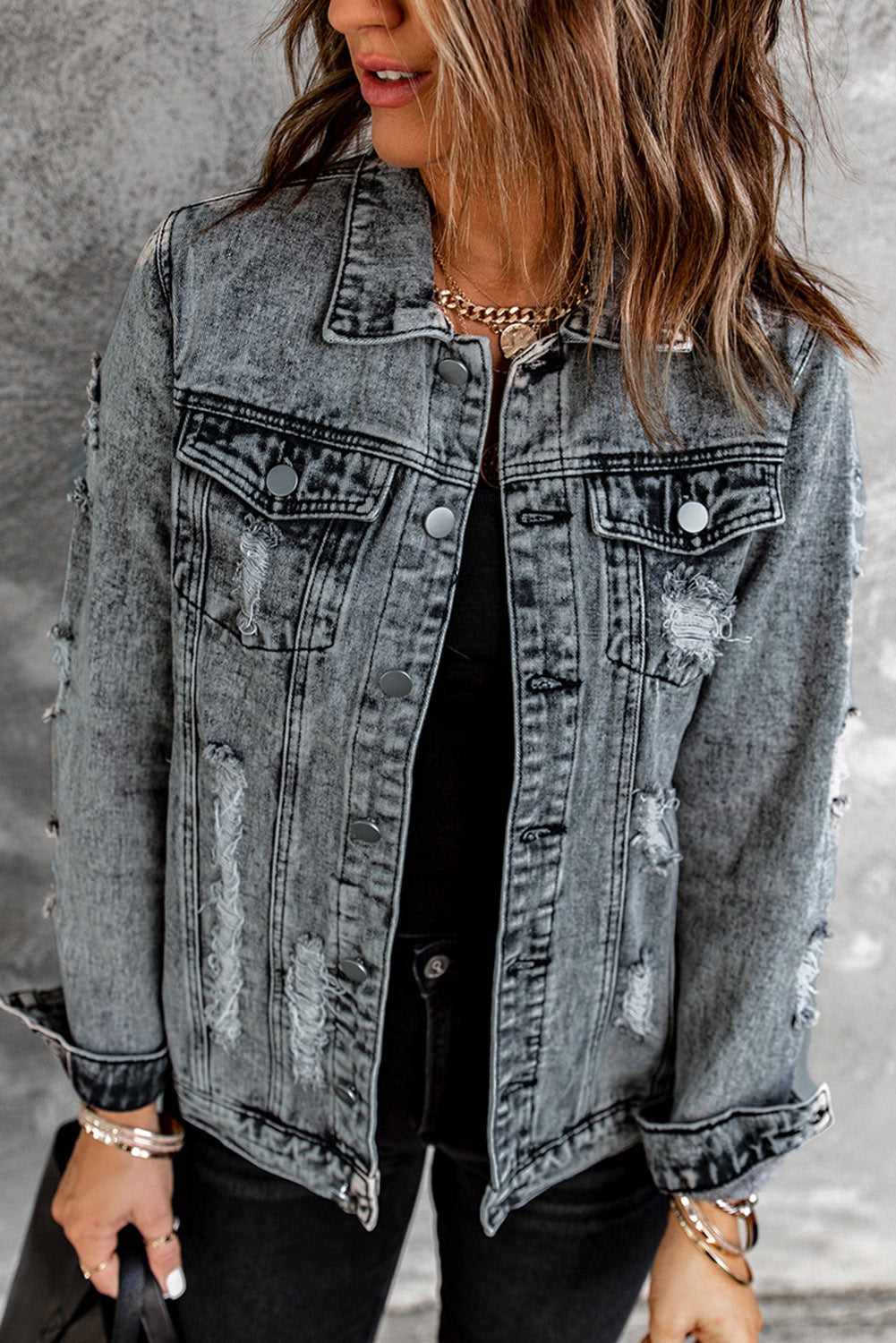 Daleysa Distressed Denim Jacket