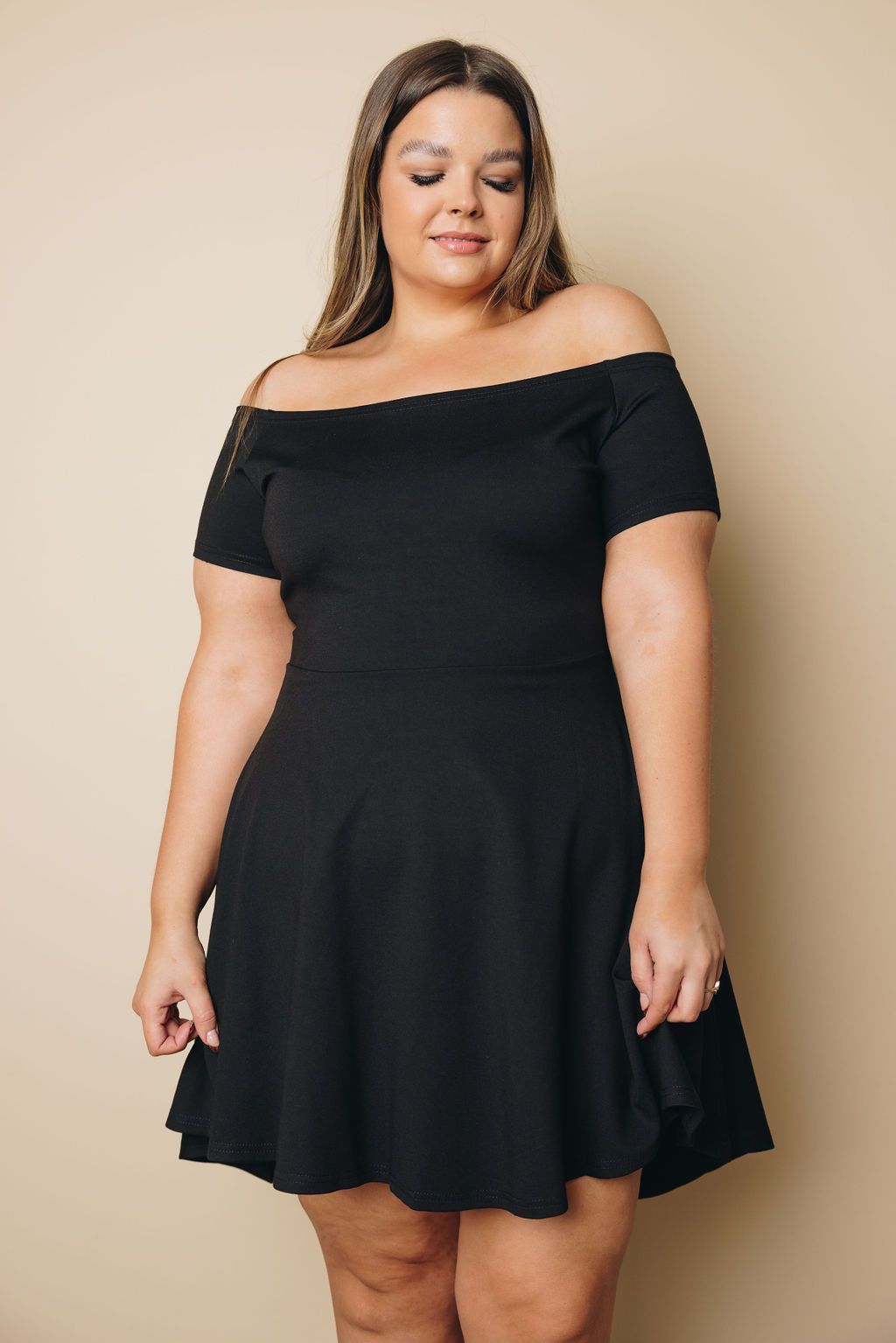 Plus Size - Amanda Off The Shoulder Mini Dress