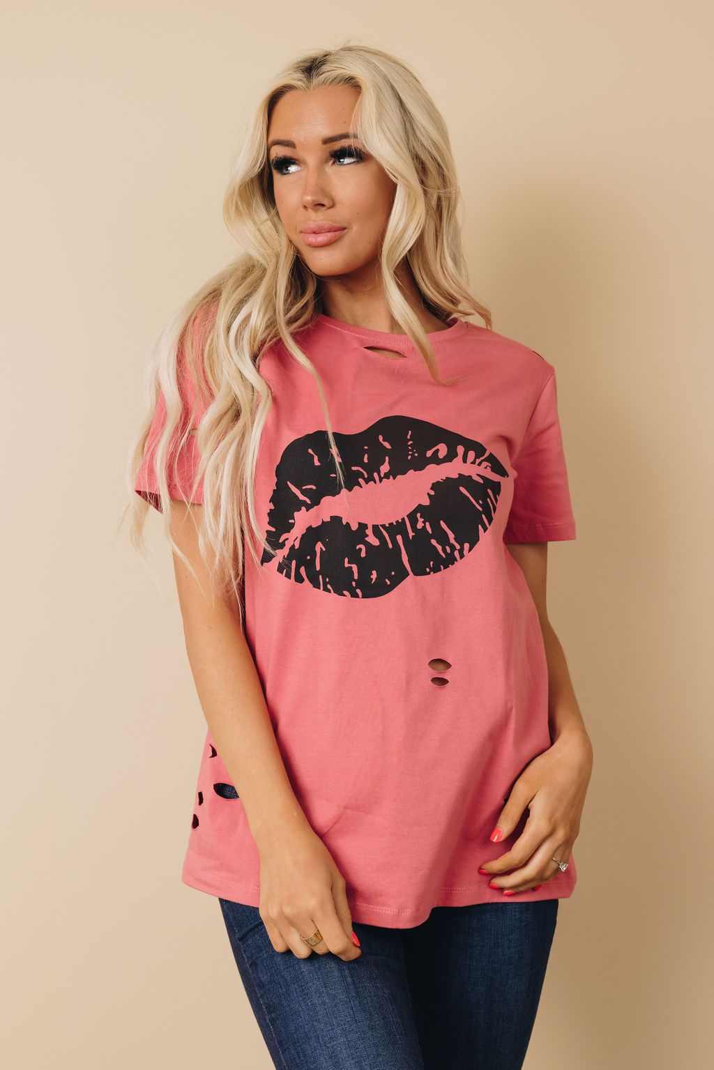 Cassie Distressed Tee