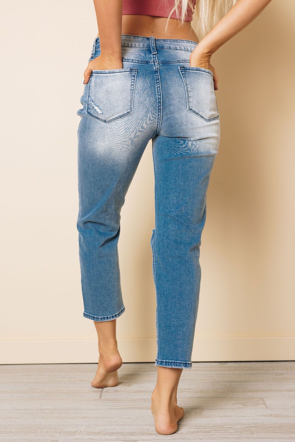 Carmine High Rise Distressed Denim Pants