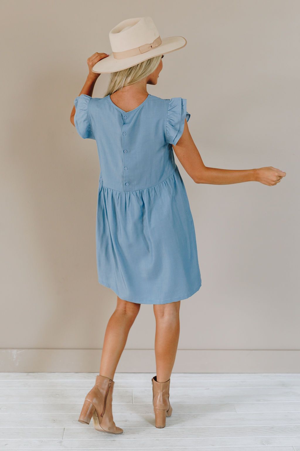 Take Me Away Flutter Sleeve Dress