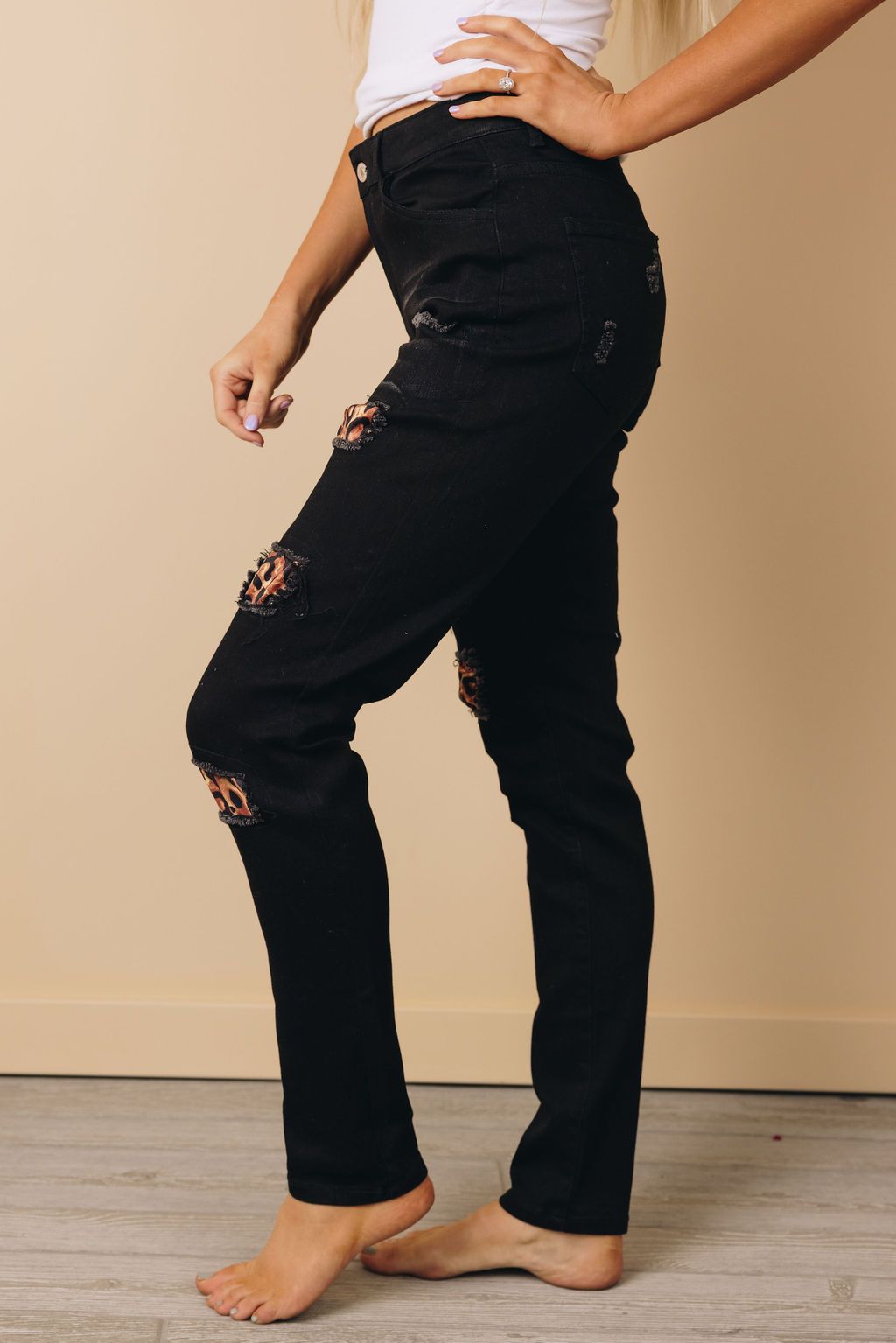 Hershey Leopard Patch Skinny Jeans