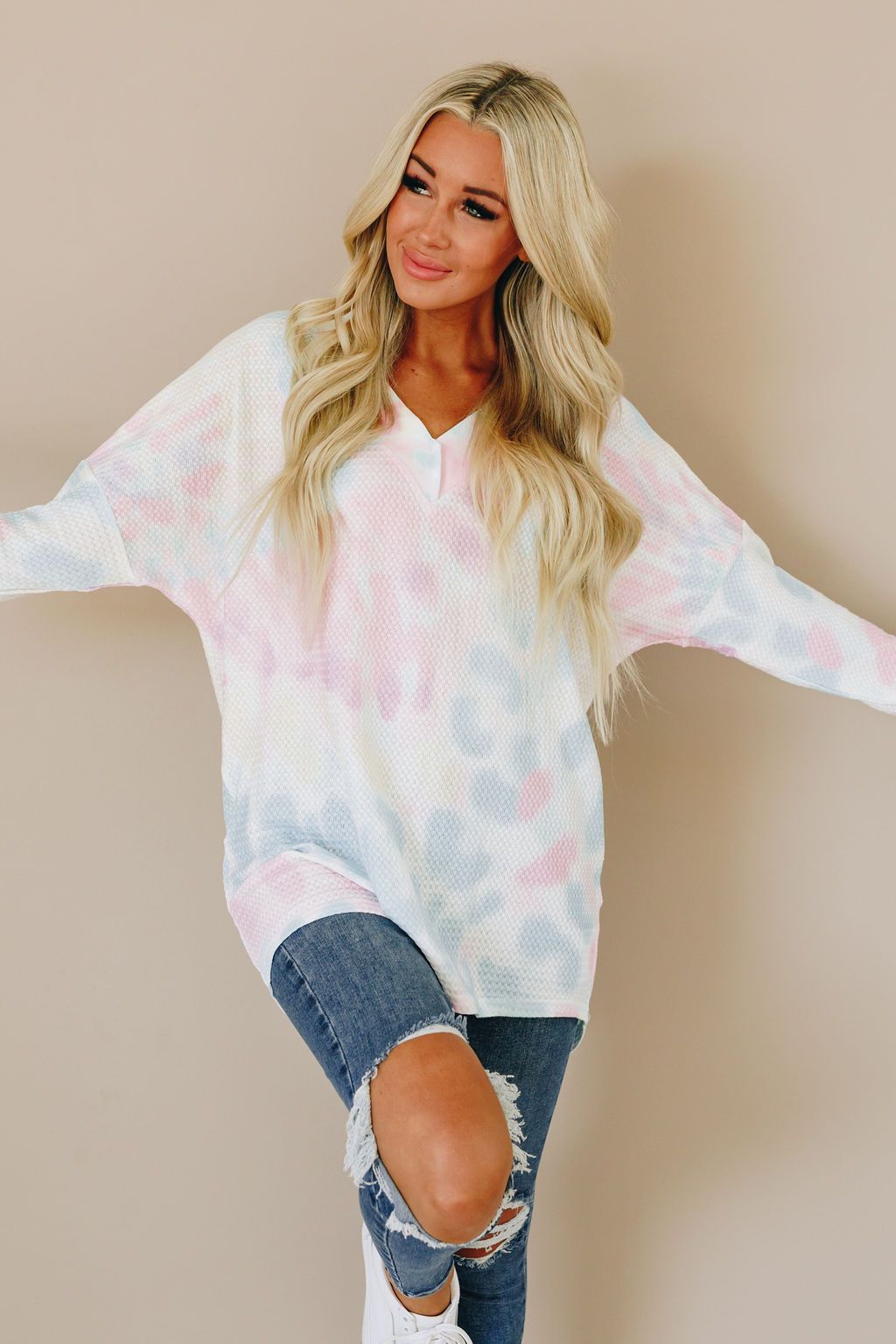All You Need is Love Tie Dye Thermal Top