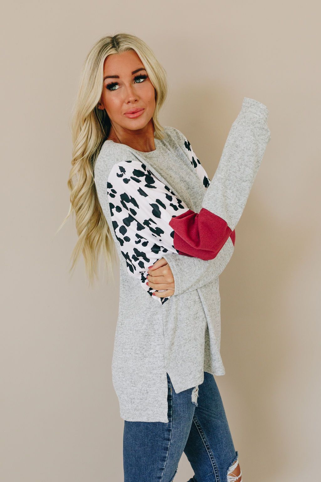 Get It Girl Leopard Color Block Top