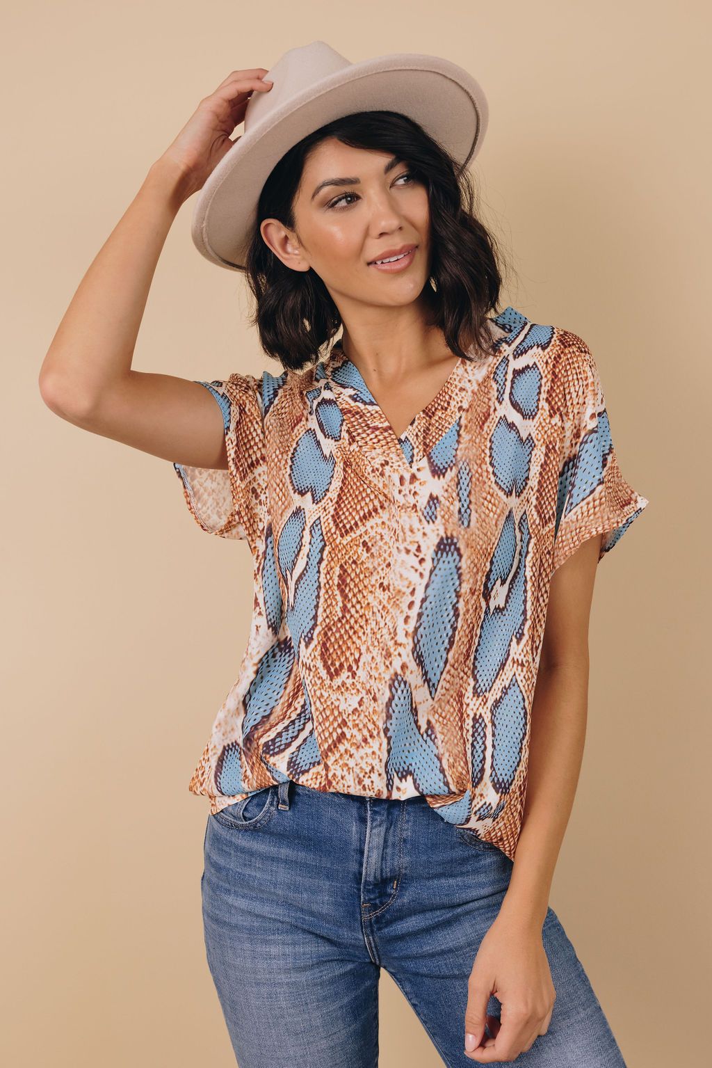 Clifton Snakeskin Print Blouse