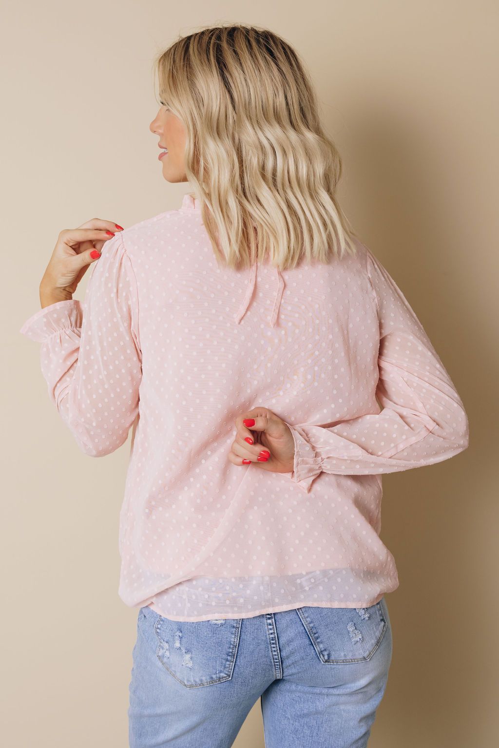 Denna Swiss Dot Long Sleeve Top