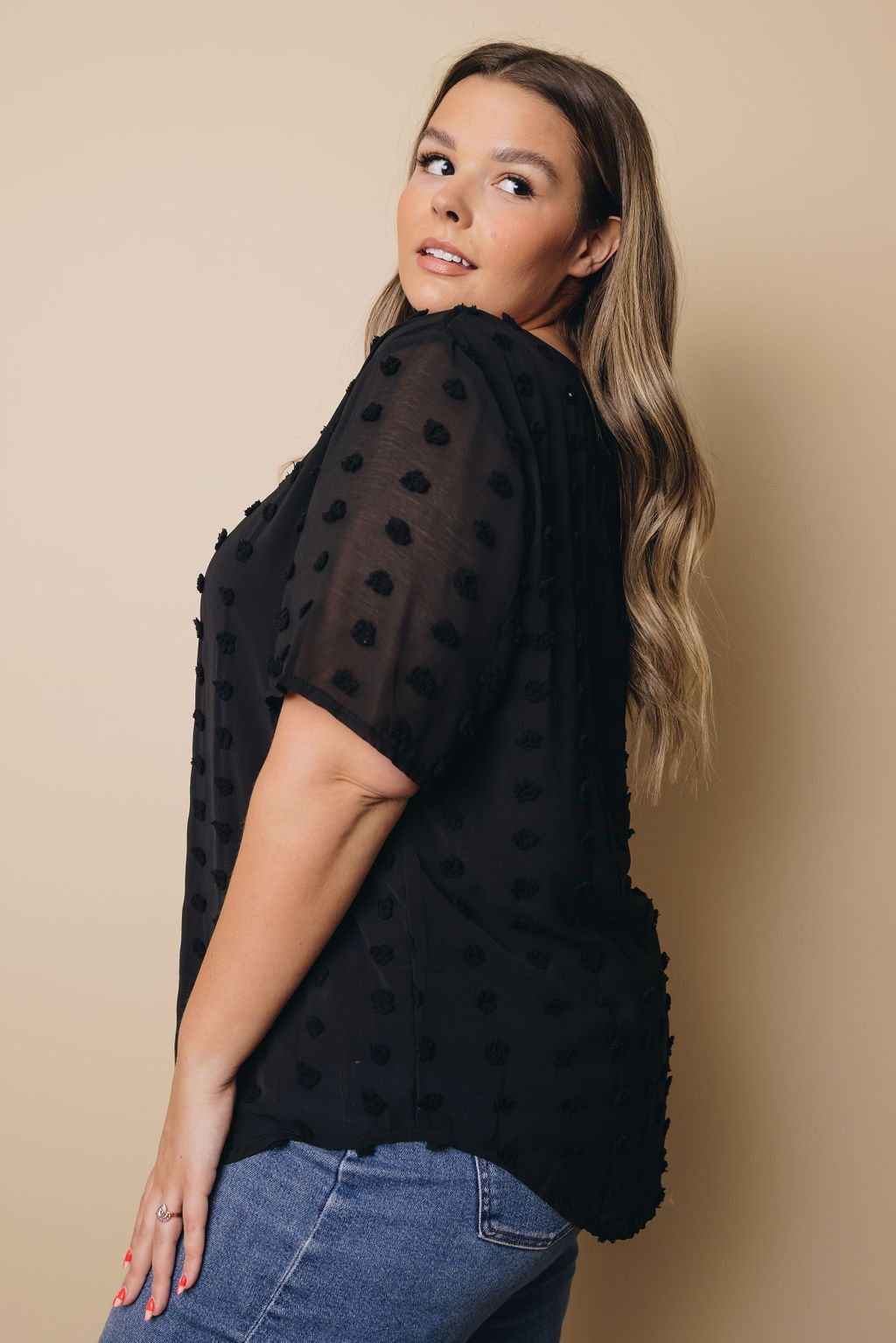 Plus Size - Mac Swiss Dot Top