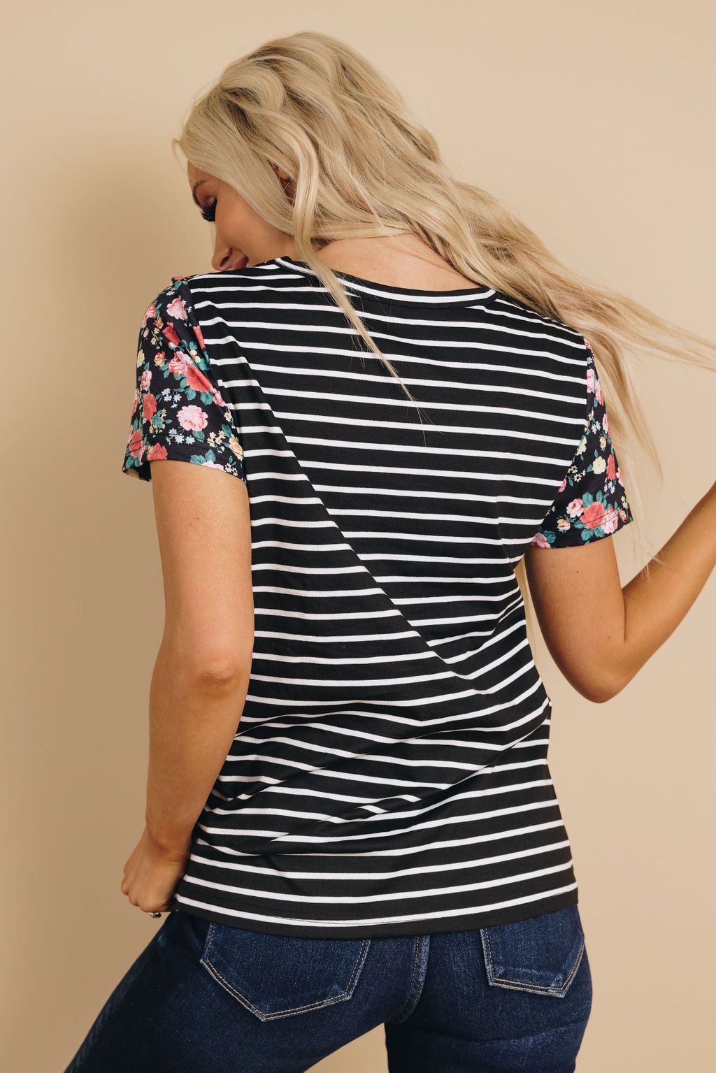 Rise Up Striped Floral Tee