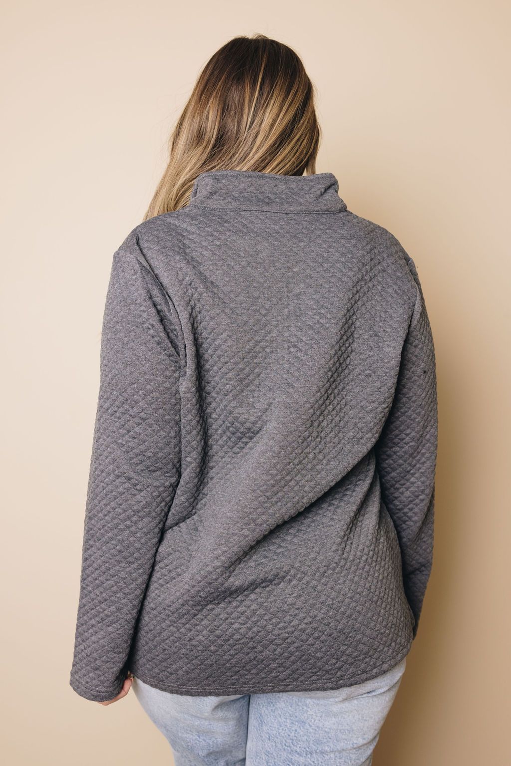 Plus Size - Quilted Button Up Sweatshirt