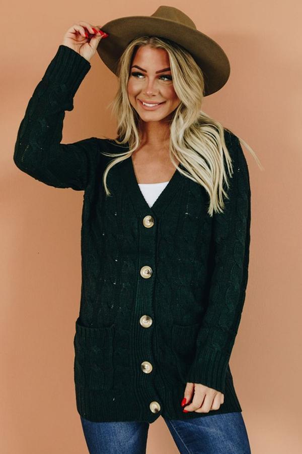 Golden Moon Knit Pocket Cardigan