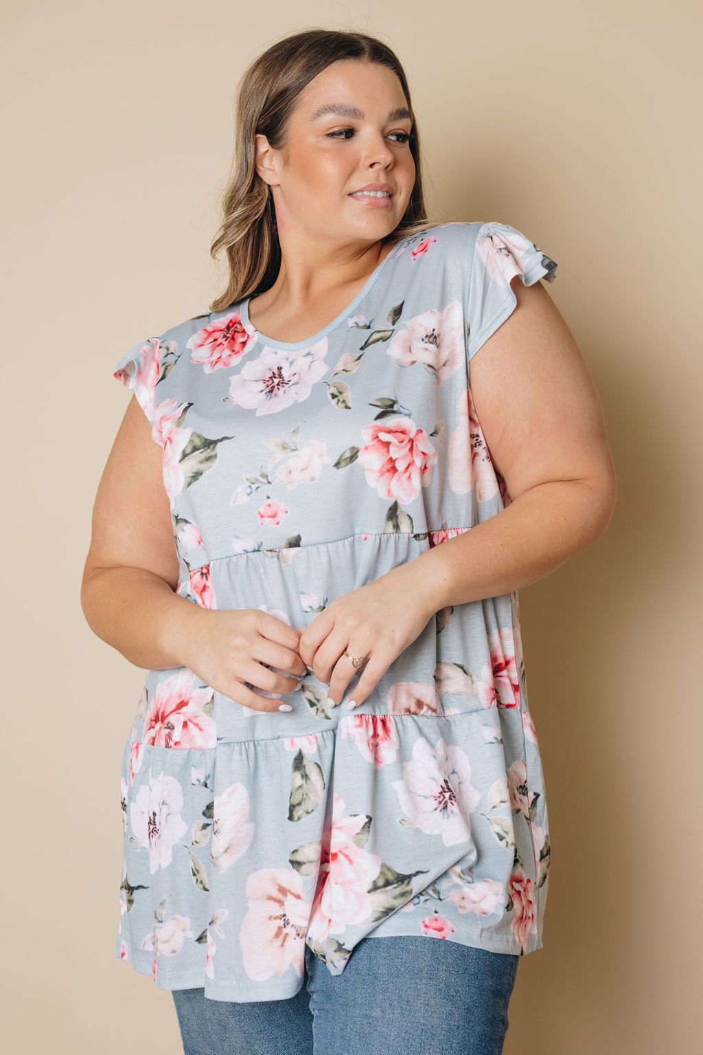 Plus Size - Lucy Babydoll Floral Top