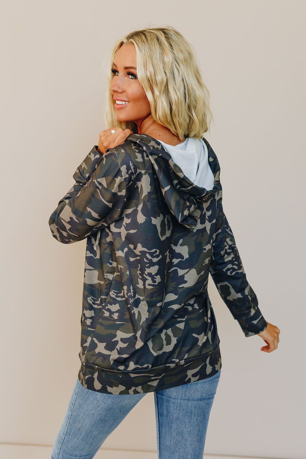 Button Me Up Print Hoodie