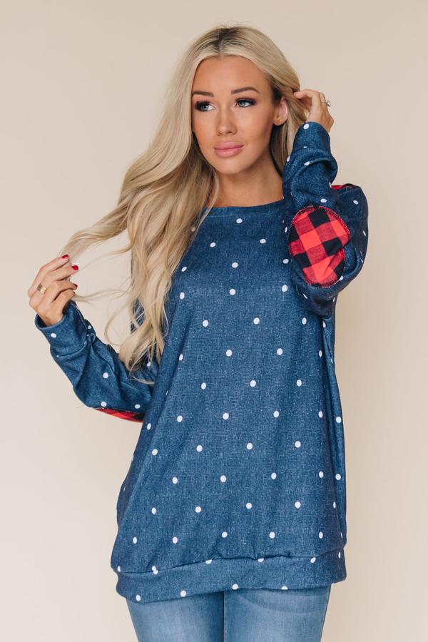 Polka-Plaid Sweatshirt