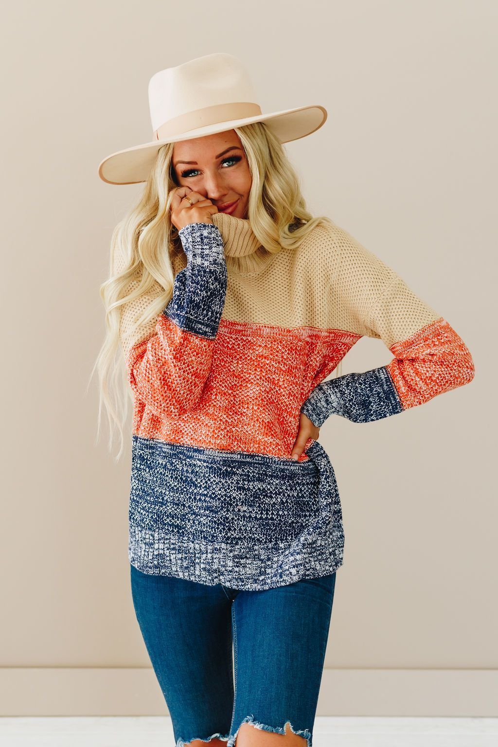 Louis Turtleneck Color-Block Sweater