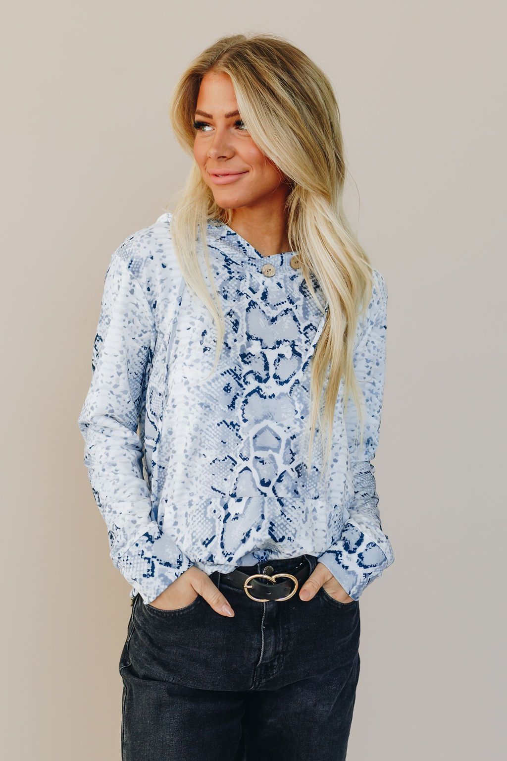 Button Me Up Print Hoodie