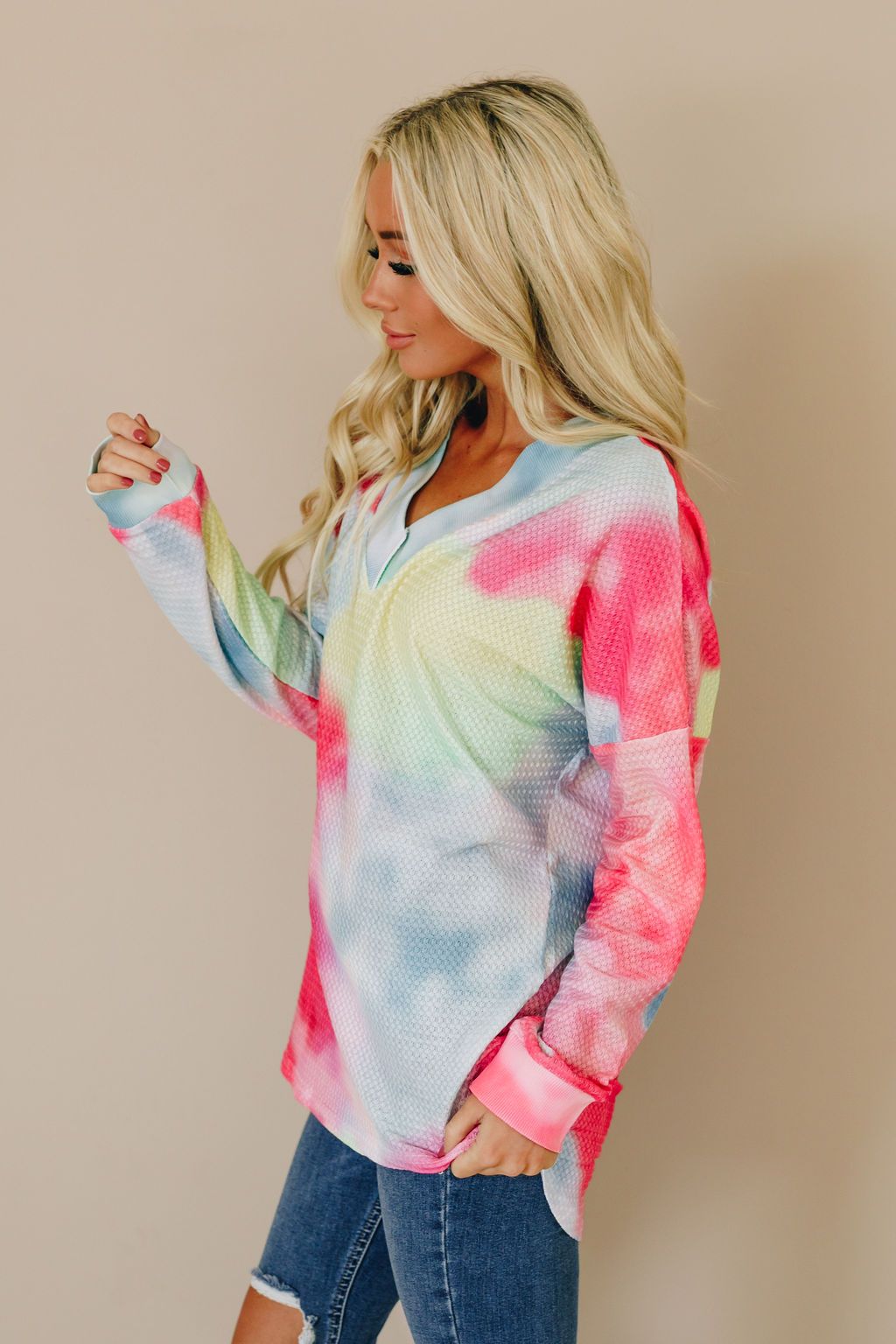 All You Need is Love Tie Dye Thermal Top