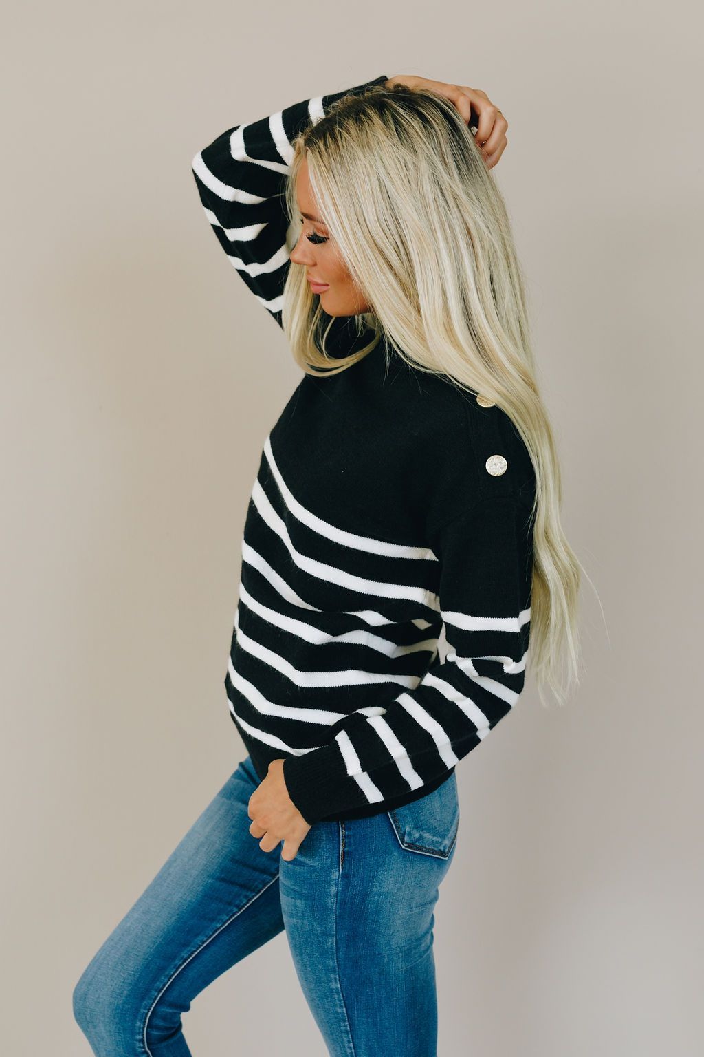 Days Go By Striped Turtleneck Sweater