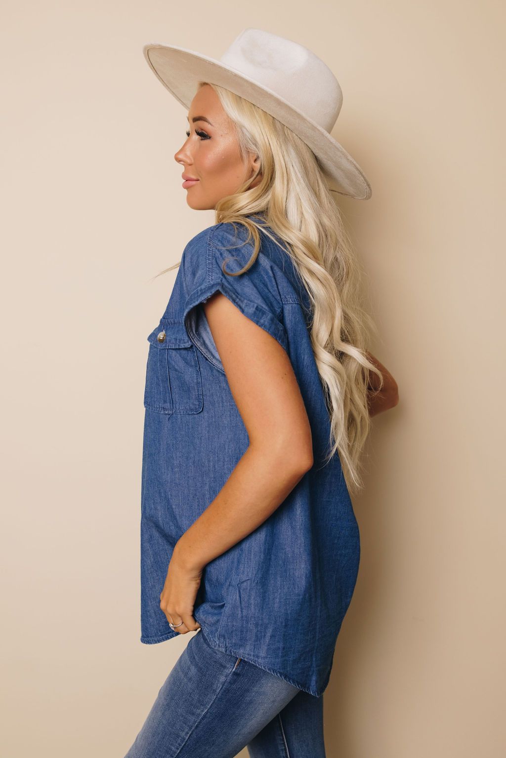 Rowena Buttoned Denim Shirt