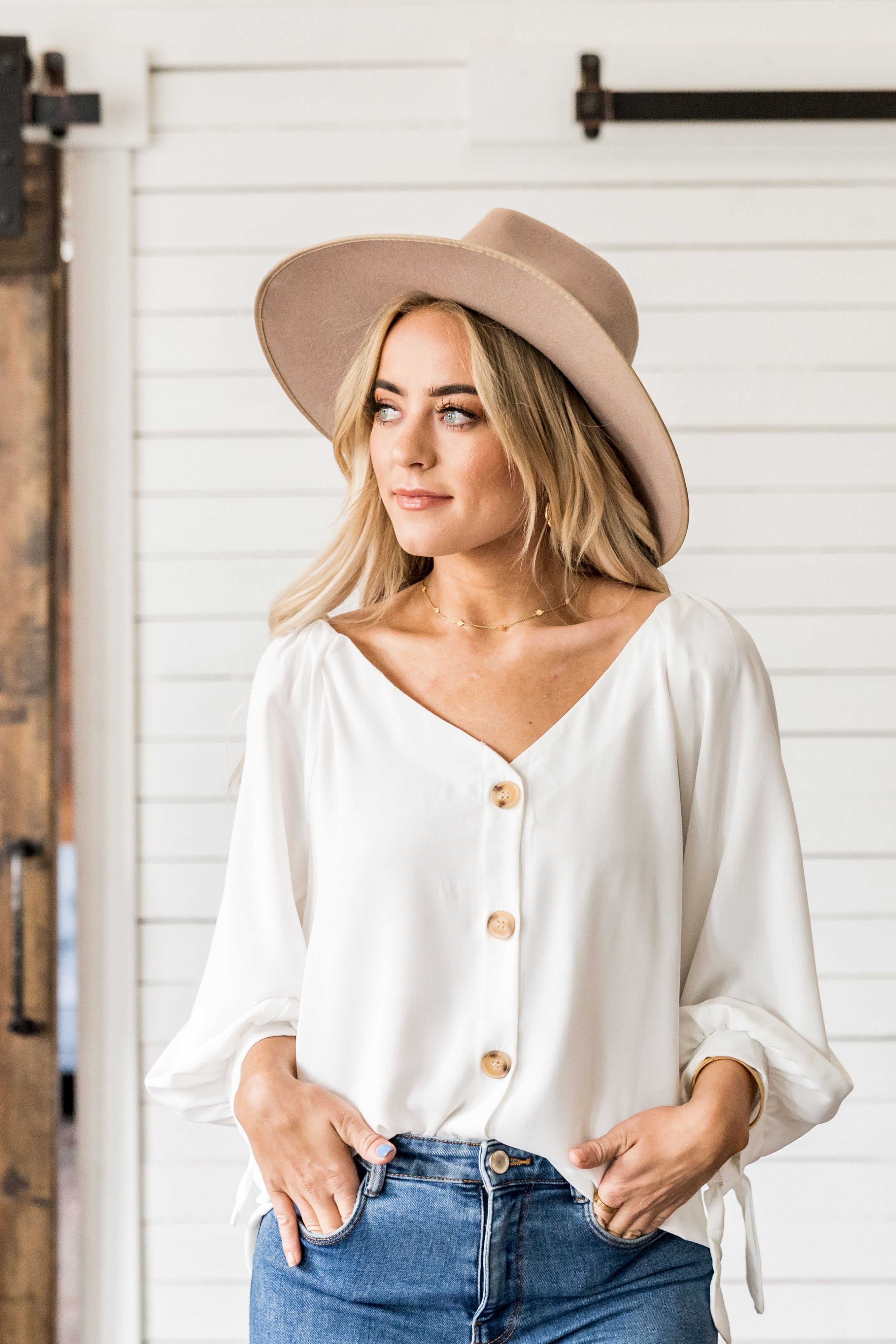 Cute as a Button Tie Detail Top