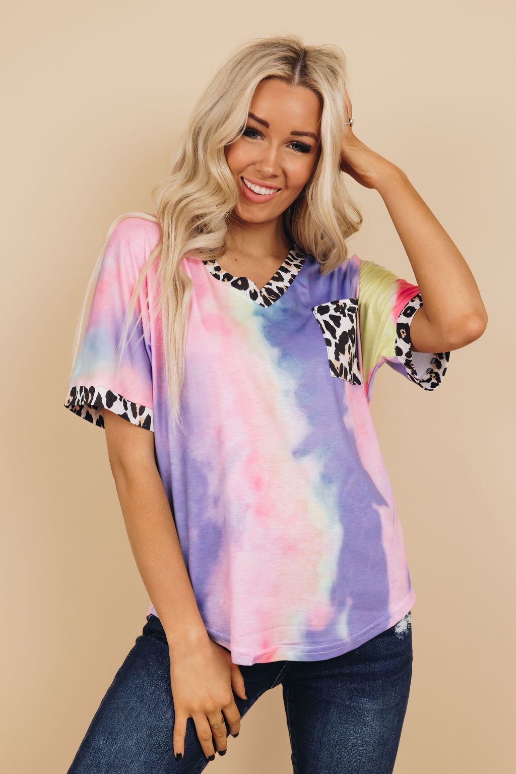 Exile Tie Dye Leopard Top