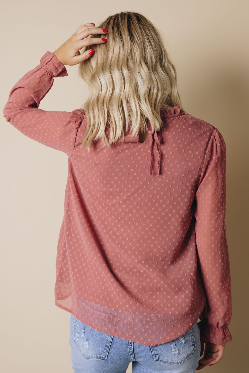 Denna Swiss Dot Long Sleeve Top
