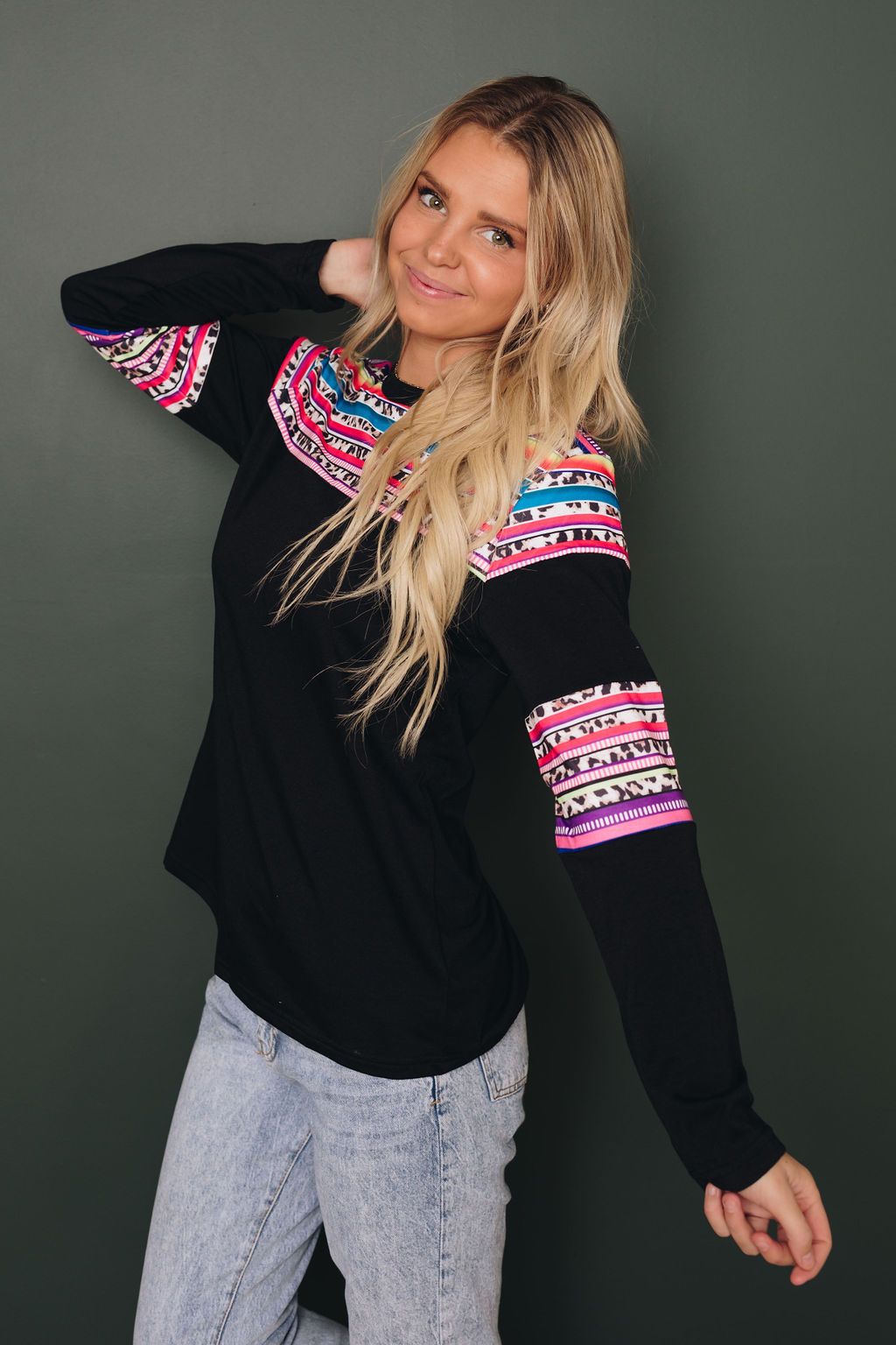 Sherri Striped Leopard Top