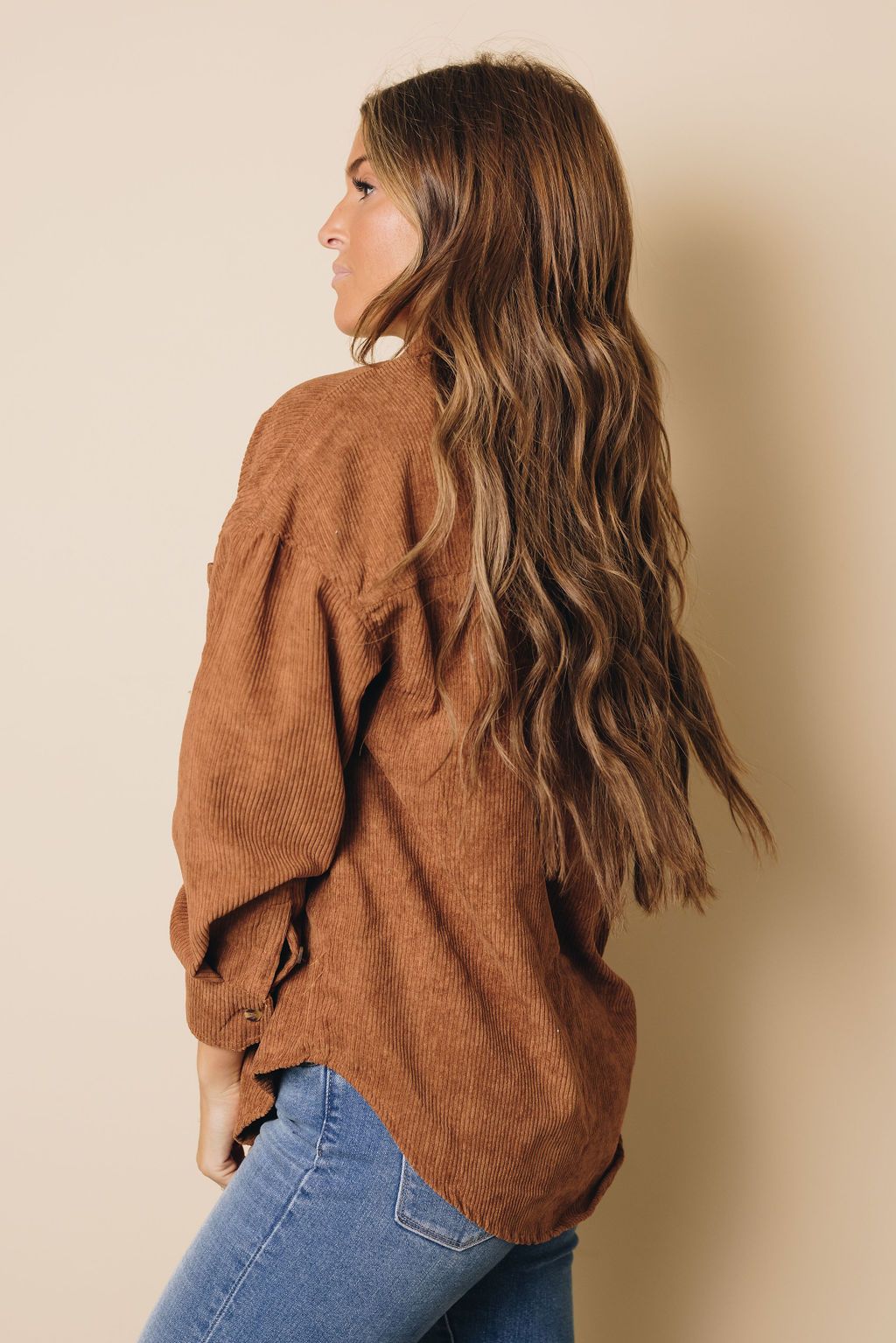 Hippen Corduroy Button Down Top