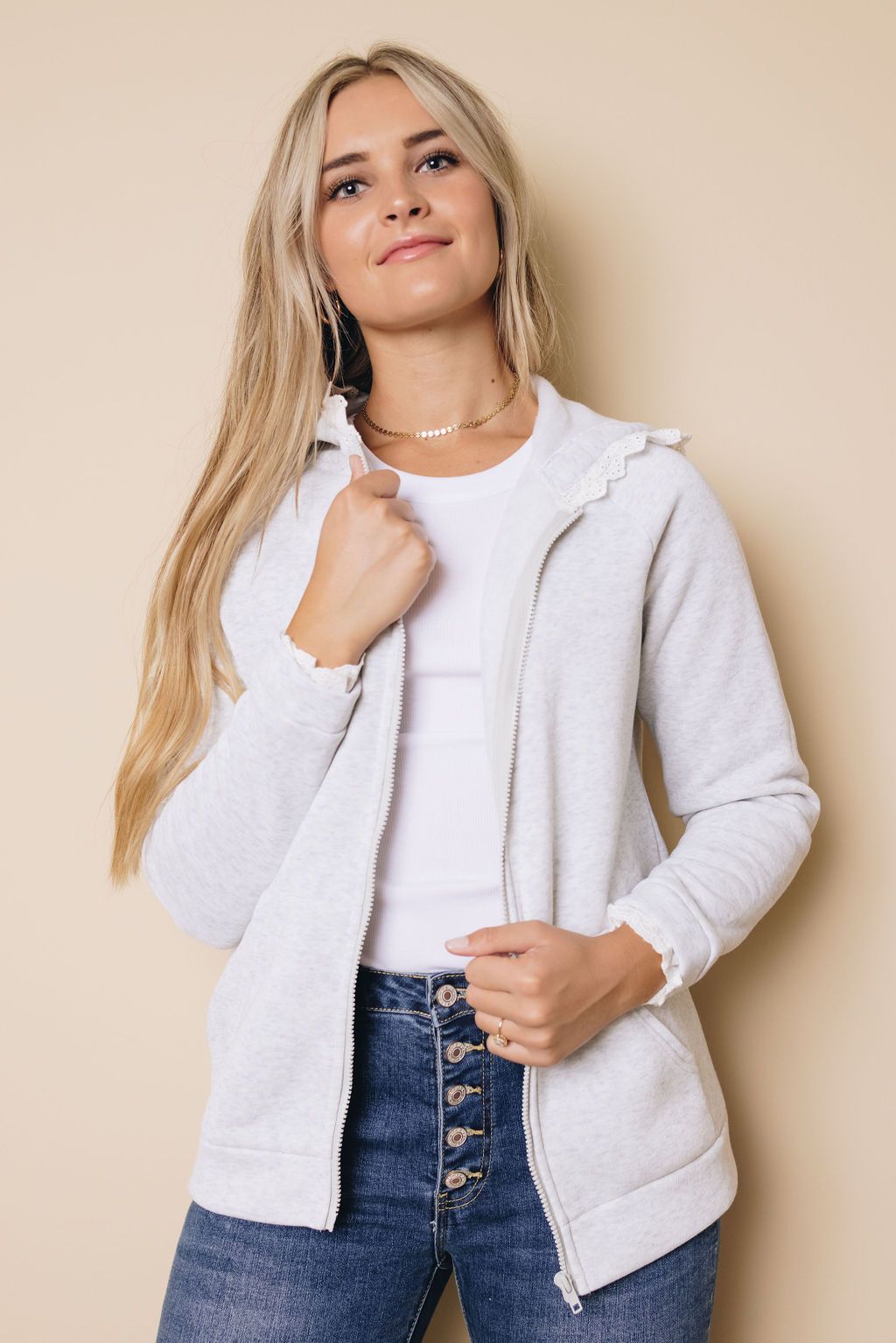 Ember Lace Trim Coat