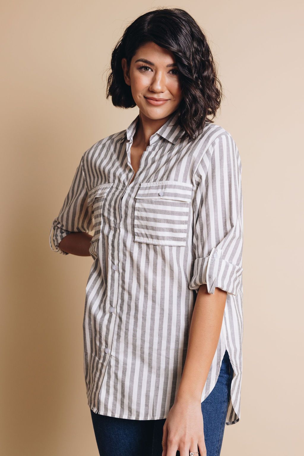 Call You Mine Striped Button Up Top