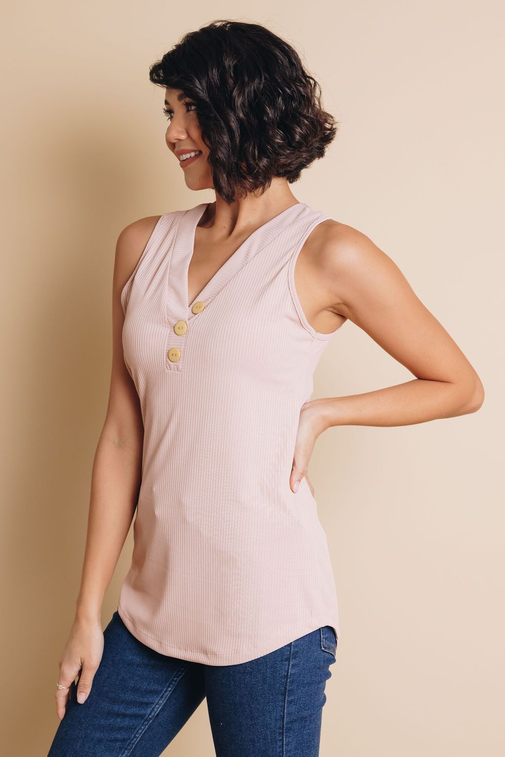 Je T'aime Button Tank Top