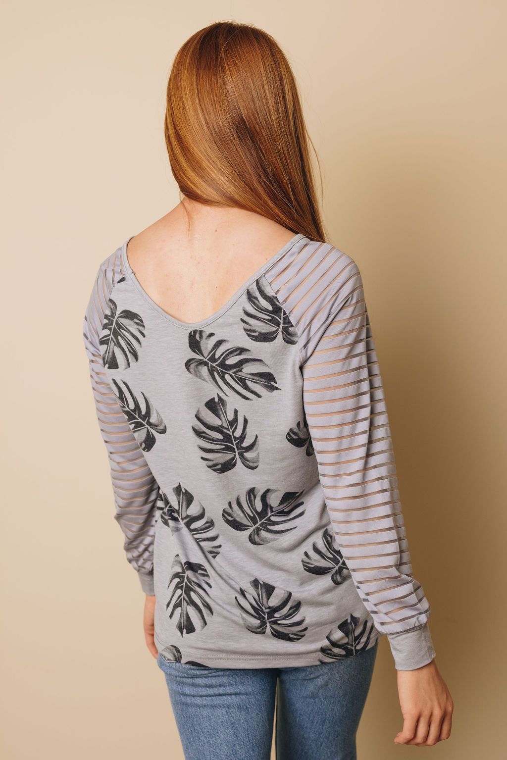 Alisa Patchwork Mesh Long Sleeve Top