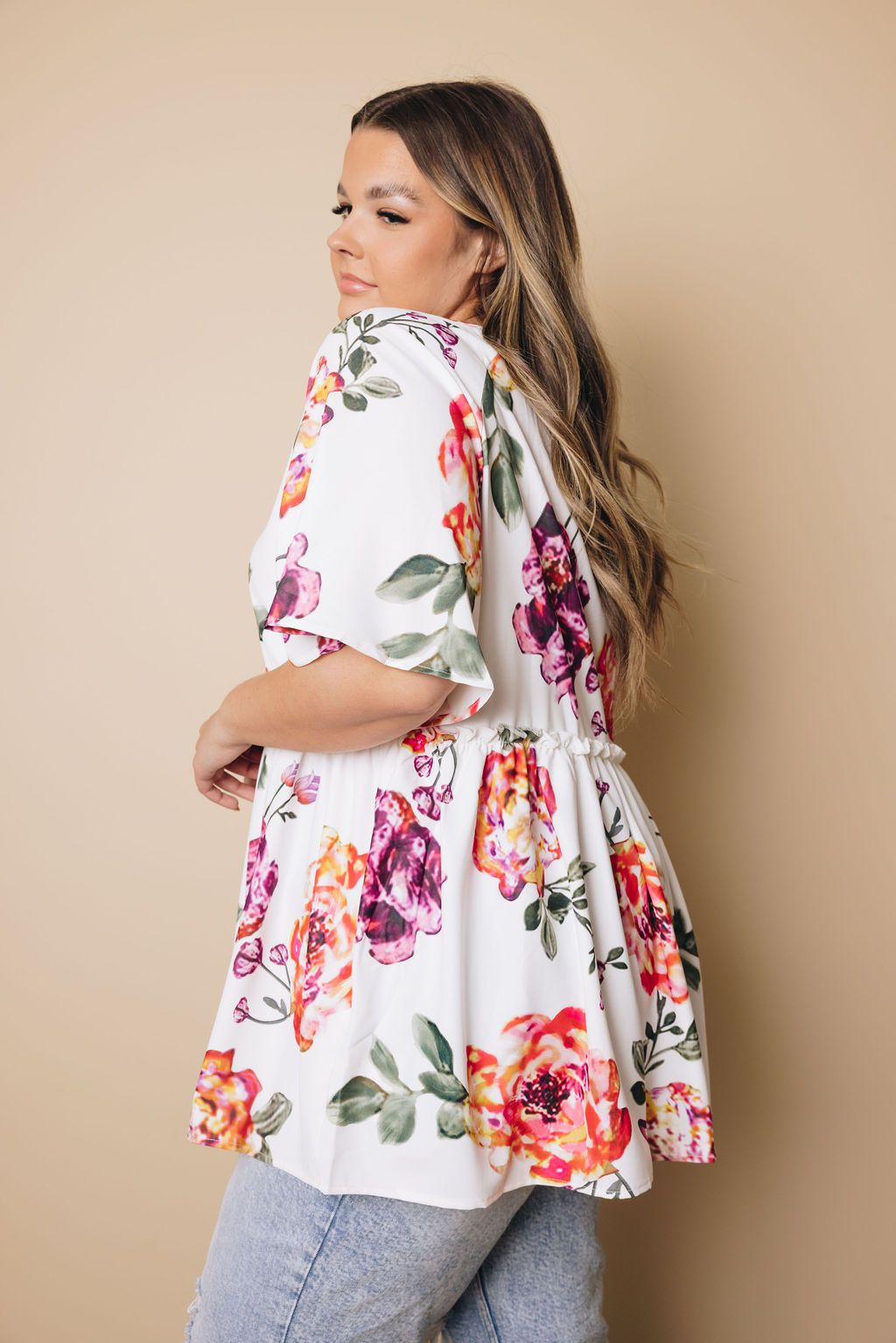 Plus Size - Babydoll Floral Tunic