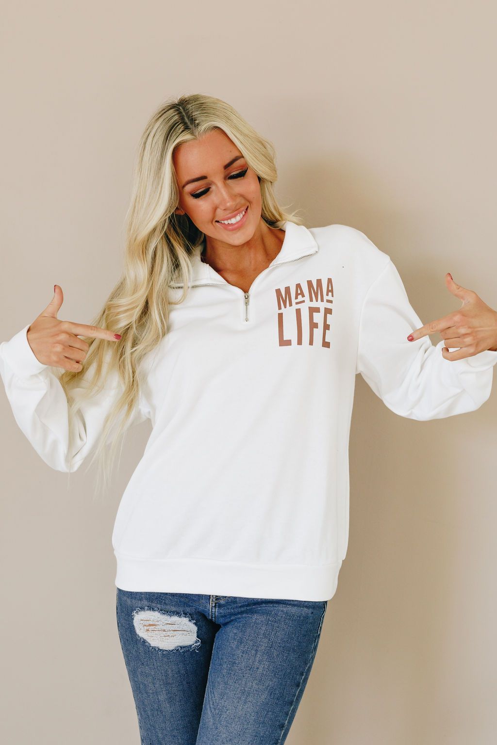 Mama Half Zip Sweatshirt