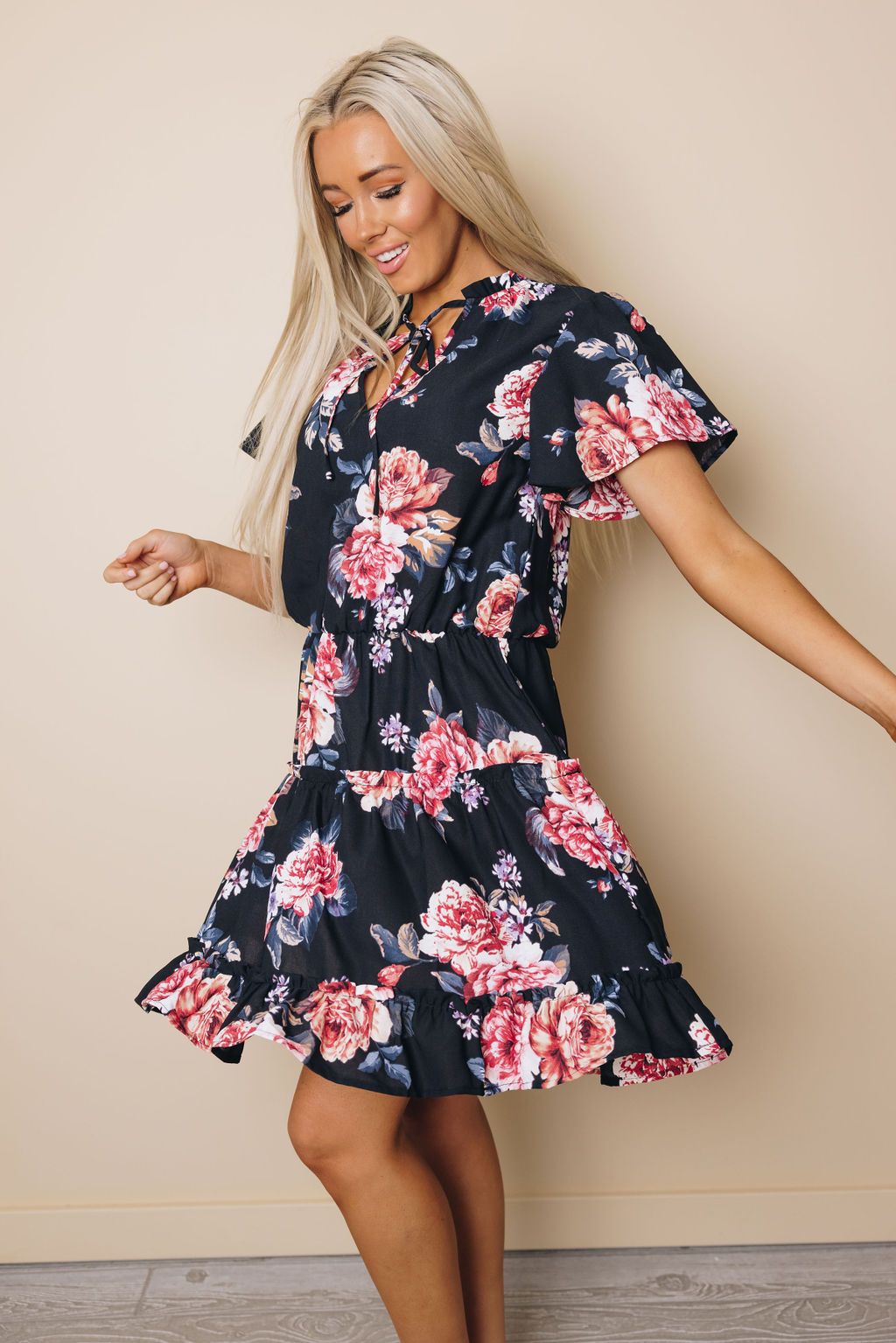 Nia Ruffled Tie Mini Dress