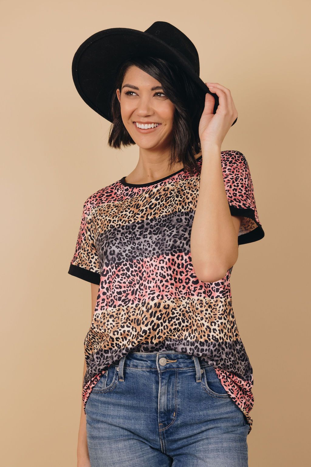Ways Of A Woman Striped Leopard Top