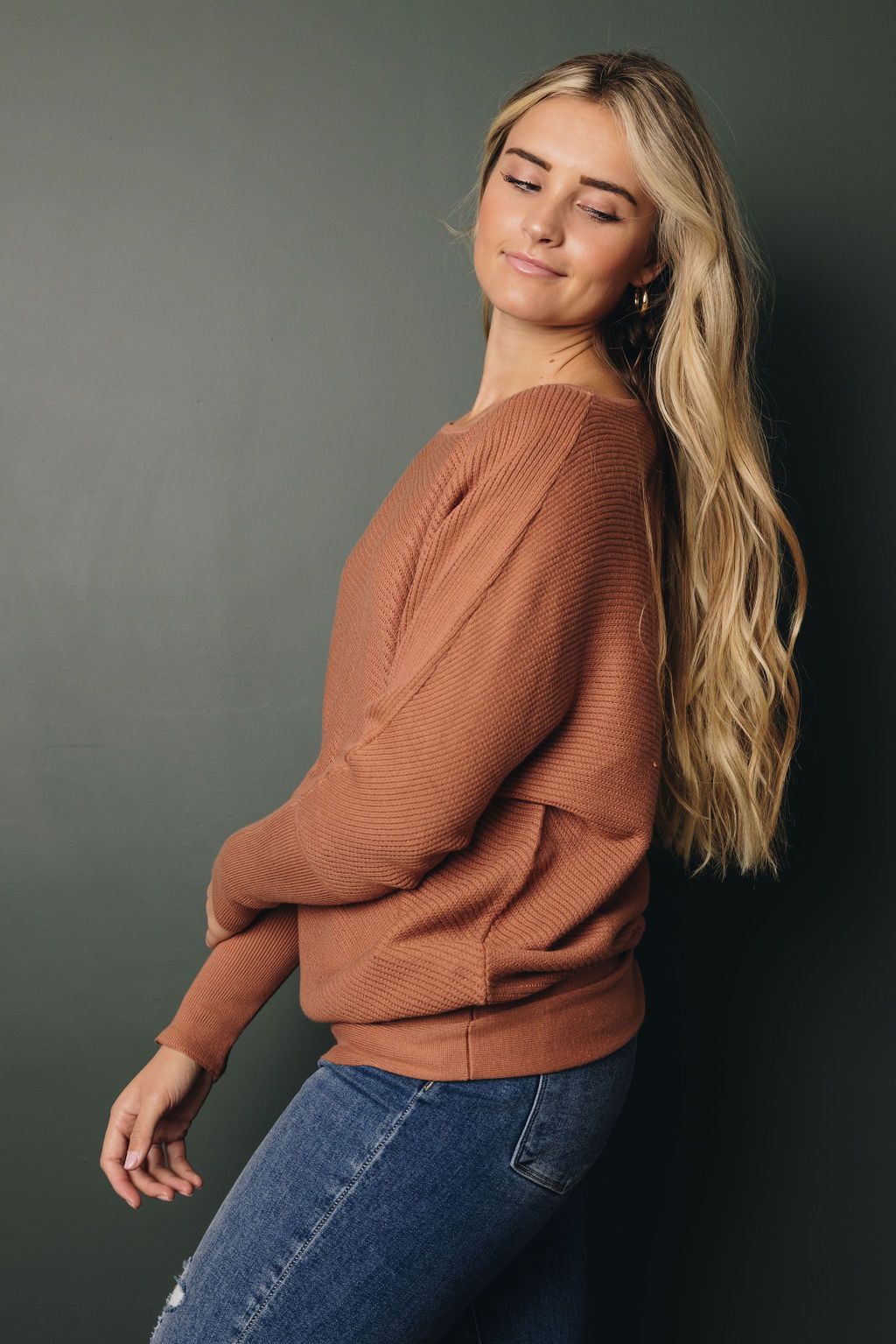 Brandy Slouched Shoulder Sweater