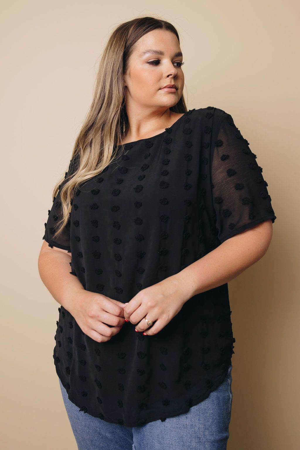 Plus Size - Mac Swiss Dot Top