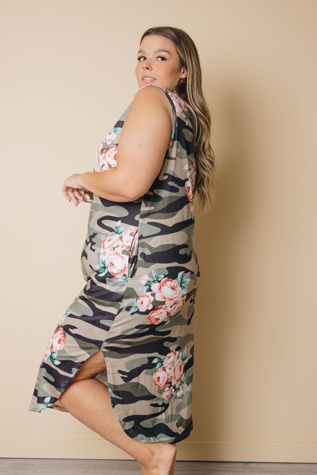 Plus Size - Camo Floral Dress